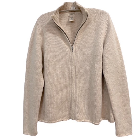 LL Bean Vintage Zip Front Mock Neck Wool Cardigan - Picture 7 of 7